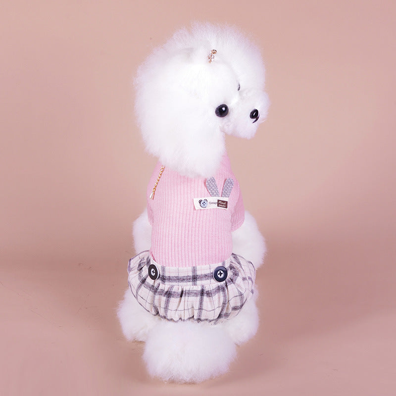 KFX-2098749 Cozy Four-Legged Autumn and Winter Dog Clothes in Pink and Beige, Cotton Material, Sizes XS-XXL
