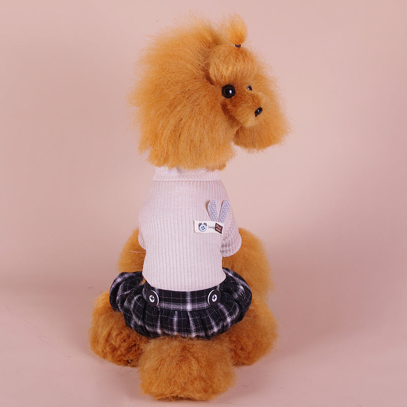 KFX-2098749 Cozy Four-Legged Autumn and Winter Dog Clothes in Pink and Beige, Cotton Material, Sizes XS-XXL