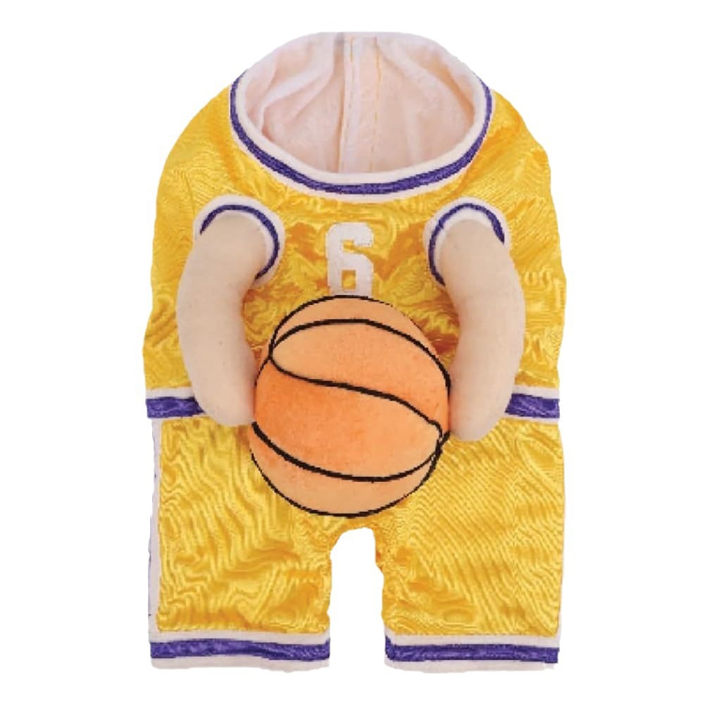 KFX-2099773 Creative Red and Yellow Dog Basketball Costume with Ball for Pets, Available in Small, Medium, and Large Sizes