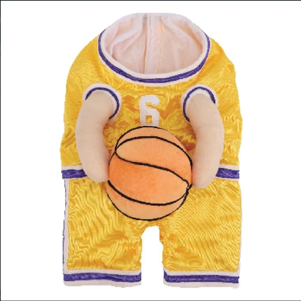 KFX-2099773 Creative Red and Yellow Dog Basketball Costume with Ball for Pets, Available in Small, Medium, and Large Sizes