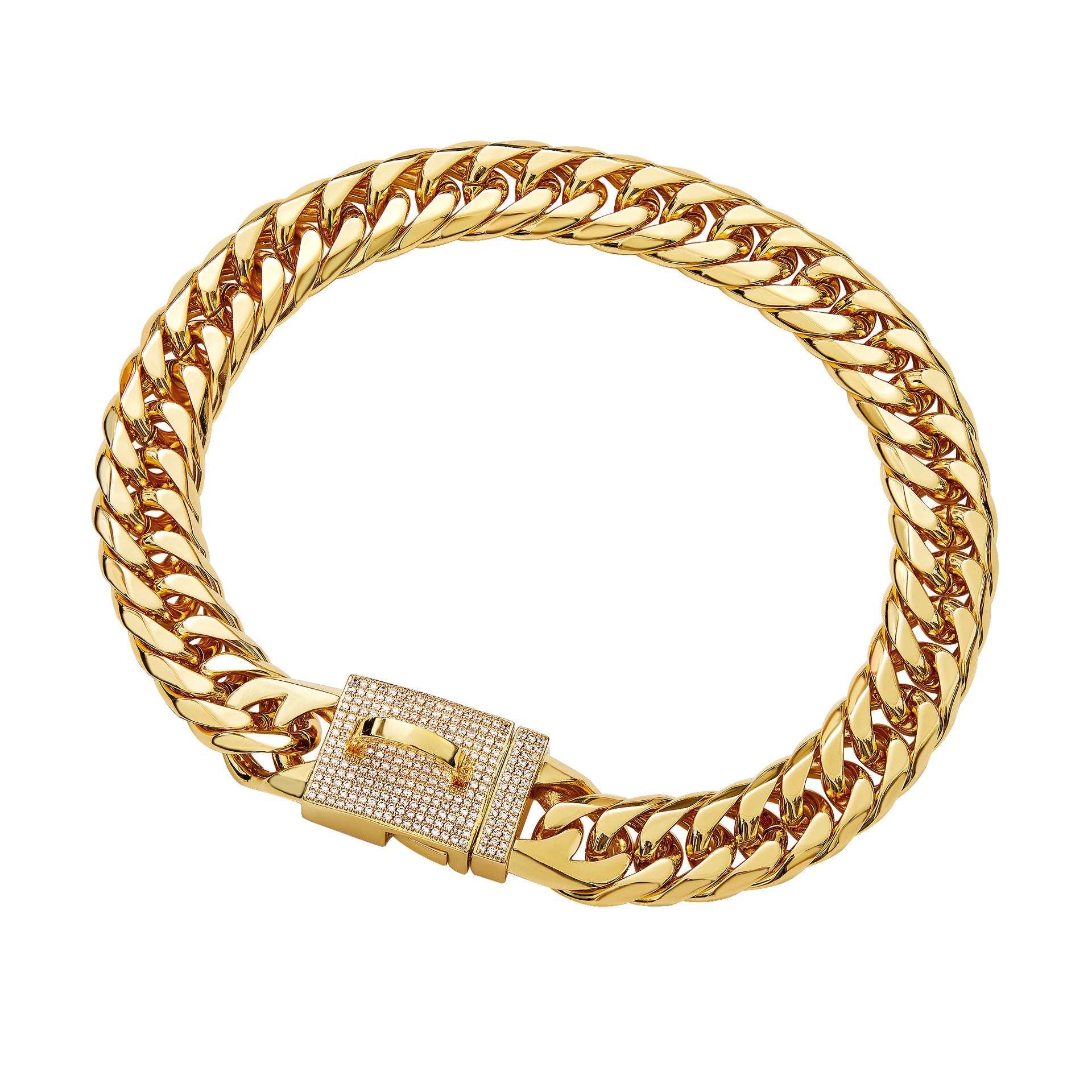 KFX-2100157 Golden Titanium Steel Double Woven Chain Necklace for Dogs - Available in Multiple Sizes