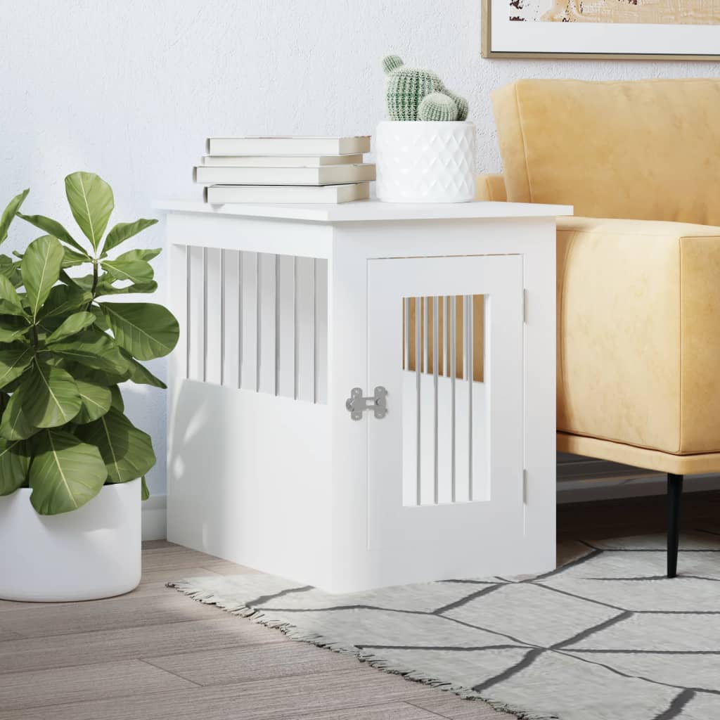 KFX-2102205 Furniture-Style Dog Cage with Steel Bars and Engineered Wood, Double Function as Pet Crate and Side Table