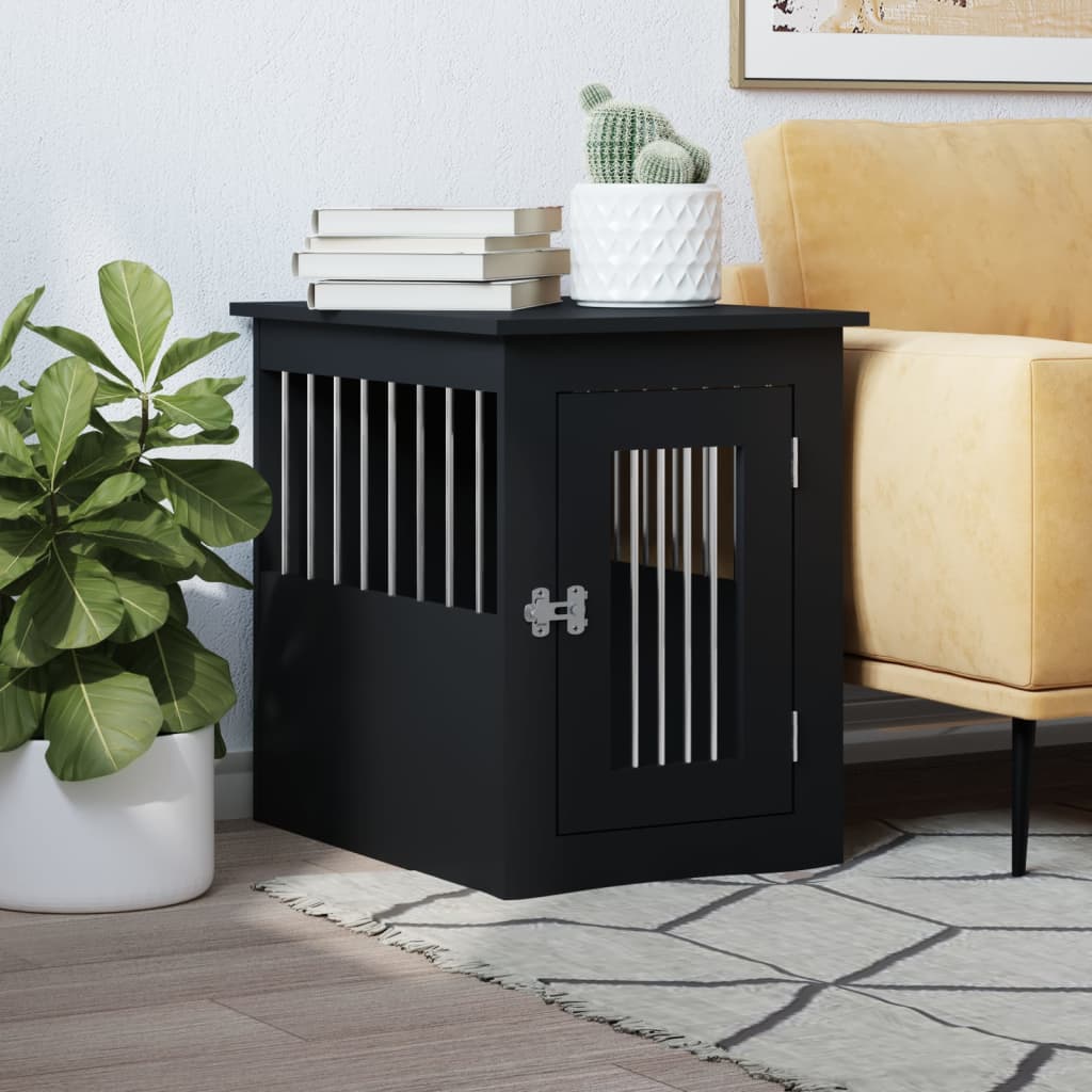 KFX-2102205 Furniture-Style Dog Cage with Steel Bars and Engineered Wood, Double Function as Pet Crate and Side Table