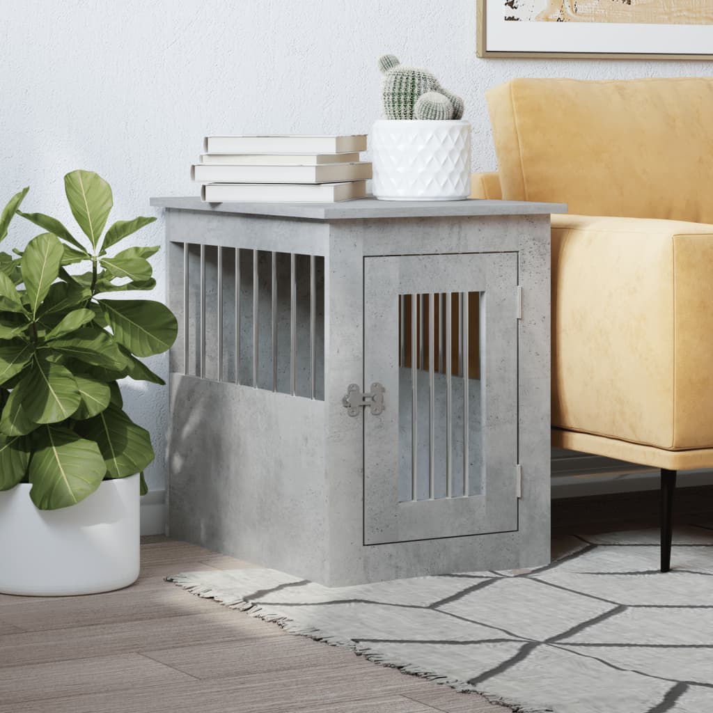 KFX-2102205 Furniture-Style Dog Cage with Steel Bars and Engineered Wood, Double Function as Pet Crate and Side Table