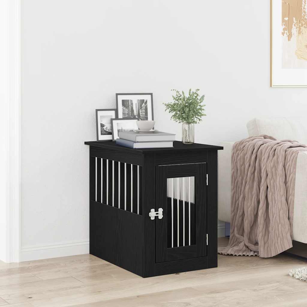 KFX-2102205 Furniture-Style Dog Cage with Steel Bars and Engineered Wood, Double Function as Pet Crate and Side Table