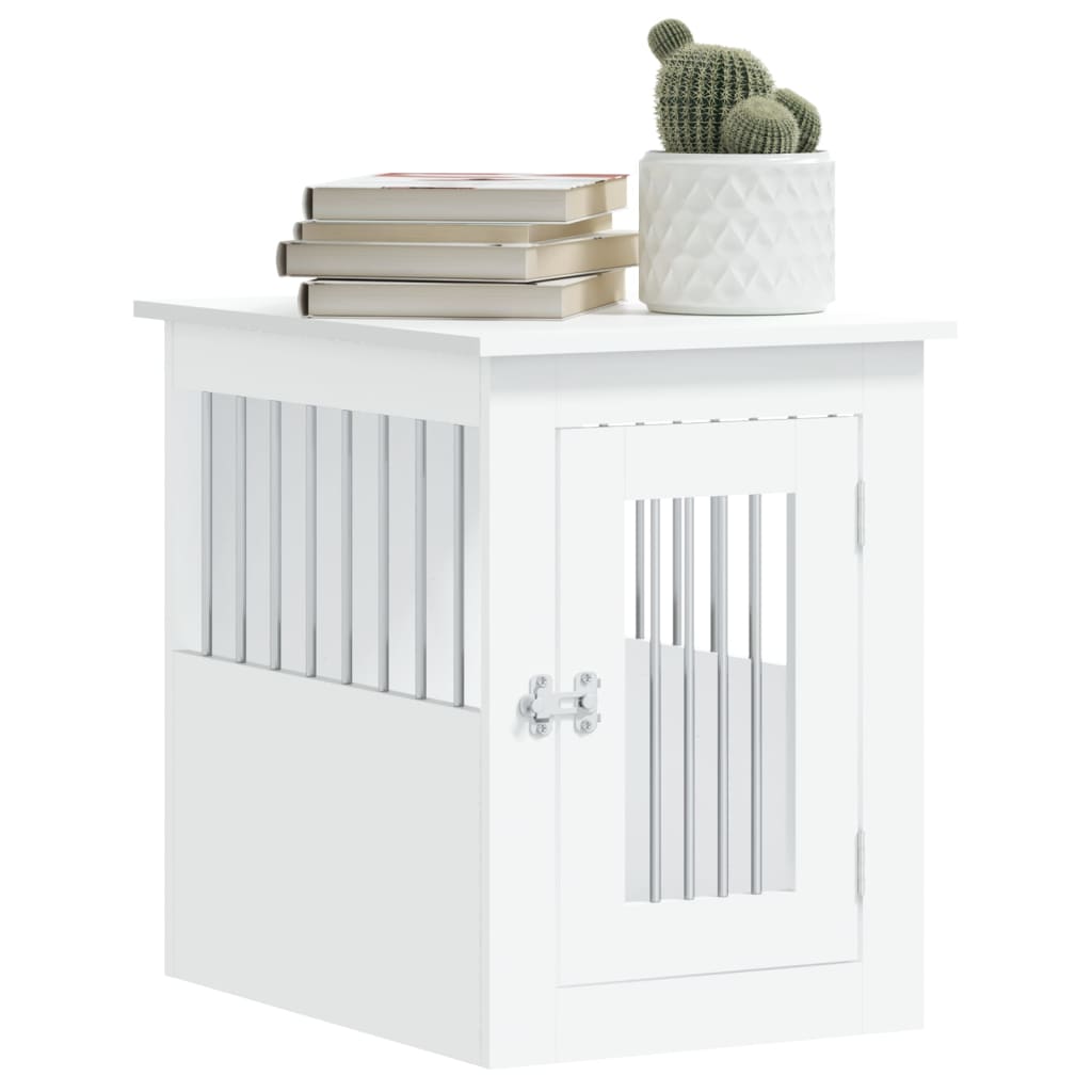 KFX-2102205 Furniture-Style Dog Cage with Steel Bars and Engineered Wood, Double Function as Pet Crate and Side Table