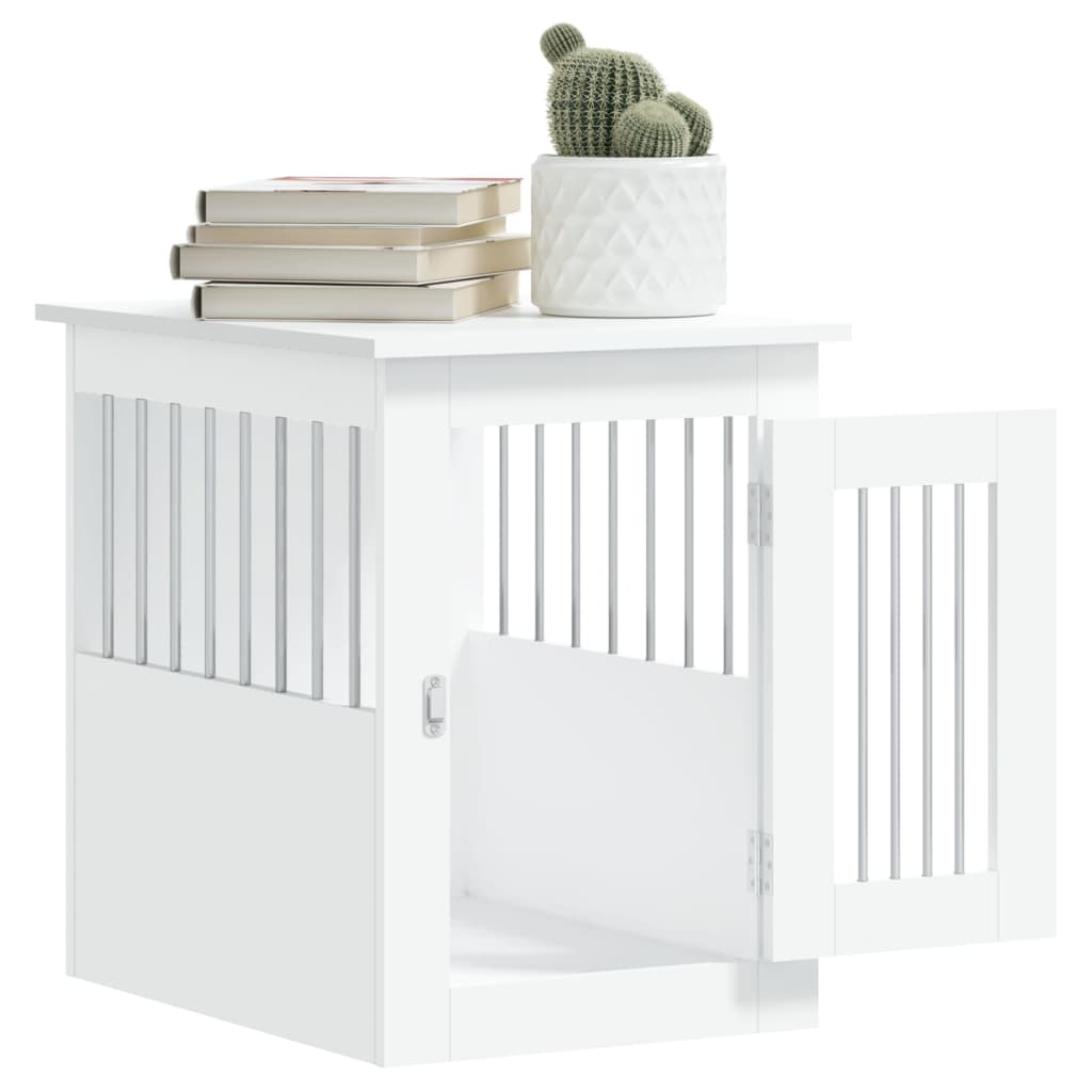 KFX-2102205 Furniture-Style Dog Cage with Steel Bars and Engineered Wood, Double Function as Pet Crate and Side Table