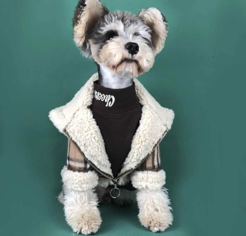 KFX-2102717 Padded High Neck Long Sleeve Shirt for Dogs and Cats in Brown, Black, Gray
