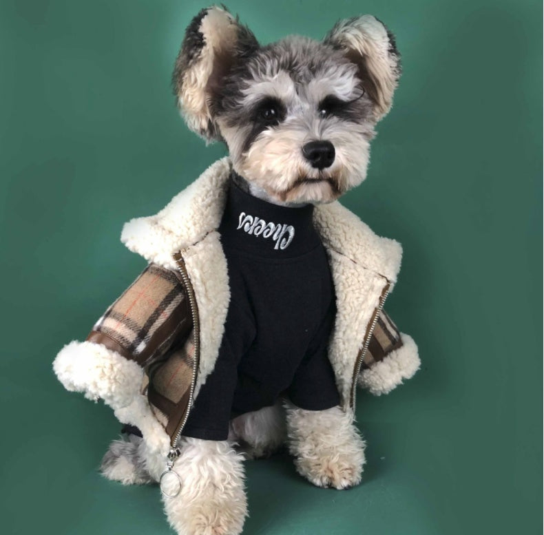 KFX-2102717 Padded High Neck Long Sleeve Shirt for Dogs and Cats in Brown, Black, Gray