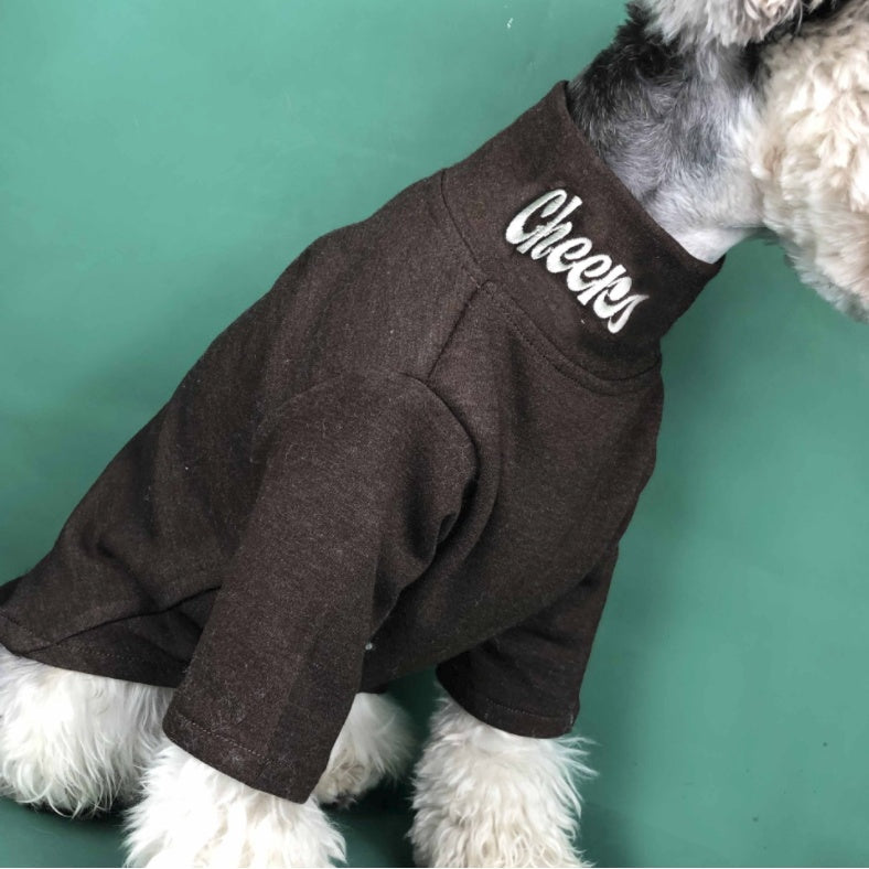 KFX-2102717 Padded High Neck Long Sleeve Shirt for Dogs and Cats in Brown, Black, Gray