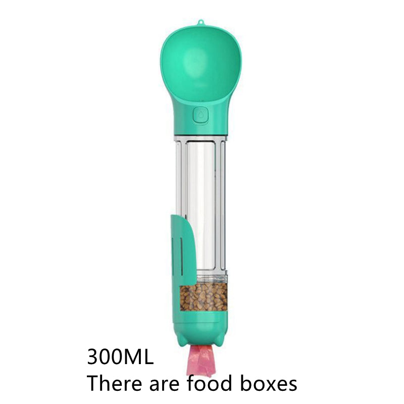 KFX-2103997 Multi-Functional Pet Water Bottle with Waste Bag and Shovel, 300ml - Available in Yellow, Pink, Blue, Green