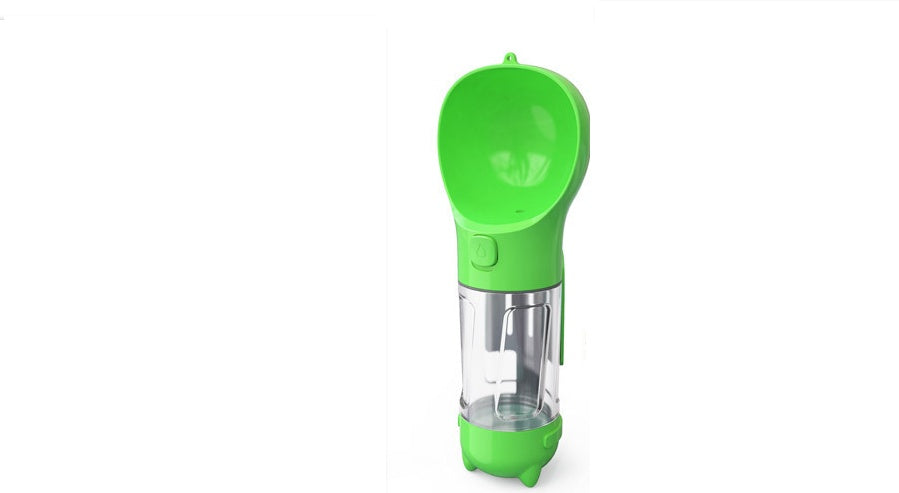KFX-2103997 Multi-Functional Pet Water Bottle with Waste Bag and Shovel, 300ml - Available in Yellow, Pink, Blue, Green