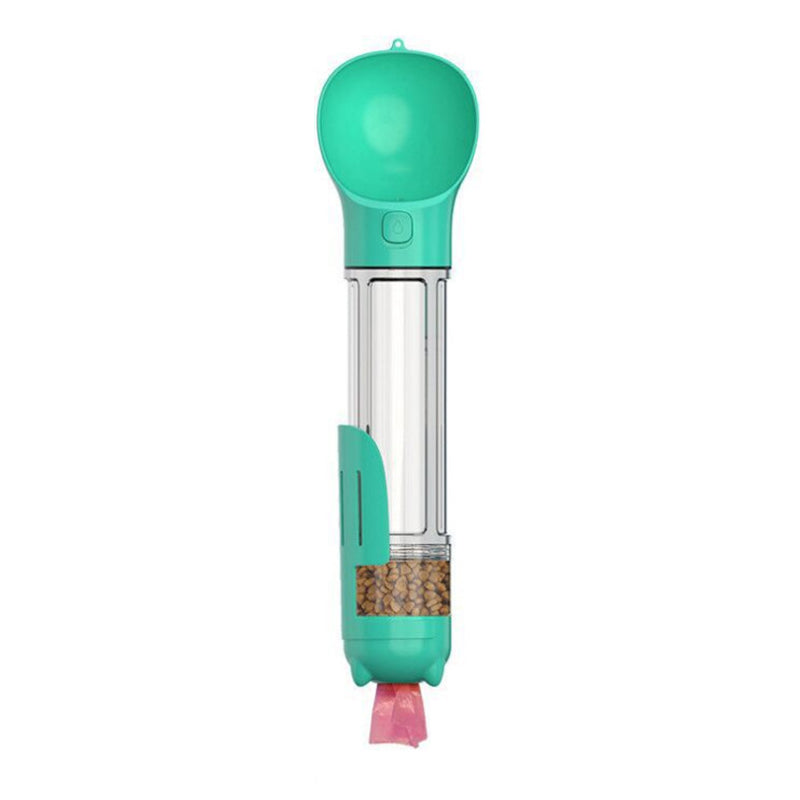 KFX-2103997 Multi-Functional Pet Water Bottle with Waste Bag and Shovel, 300ml - Available in Yellow, Pink, Blue, Green
