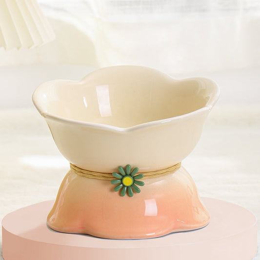 KFX-2104125 Ceramic Cat Bowl with Floral Gradient Design, 250ml Capacity, Multiple Color Options