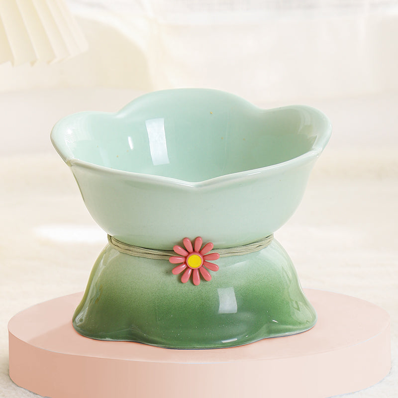 KFX-2104125 Ceramic Cat Bowl with Floral Gradient Design, 250ml Capacity, Multiple Color Options