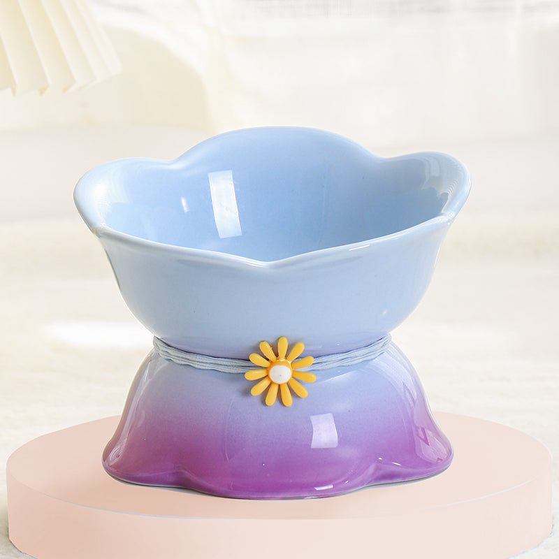 KFX-2104125 Ceramic Cat Bowl with Floral Gradient Design, 250ml Capacity, Multiple Color Options