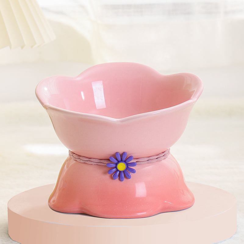 KFX-2104125 Ceramic Cat Bowl with Floral Gradient Design, 250ml Capacity, Multiple Color Options