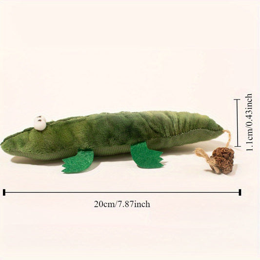 KFX-2105405 Durable Plush Alligator Catnip Toy with Peppermint Scent for Oral Care and Stress Relief