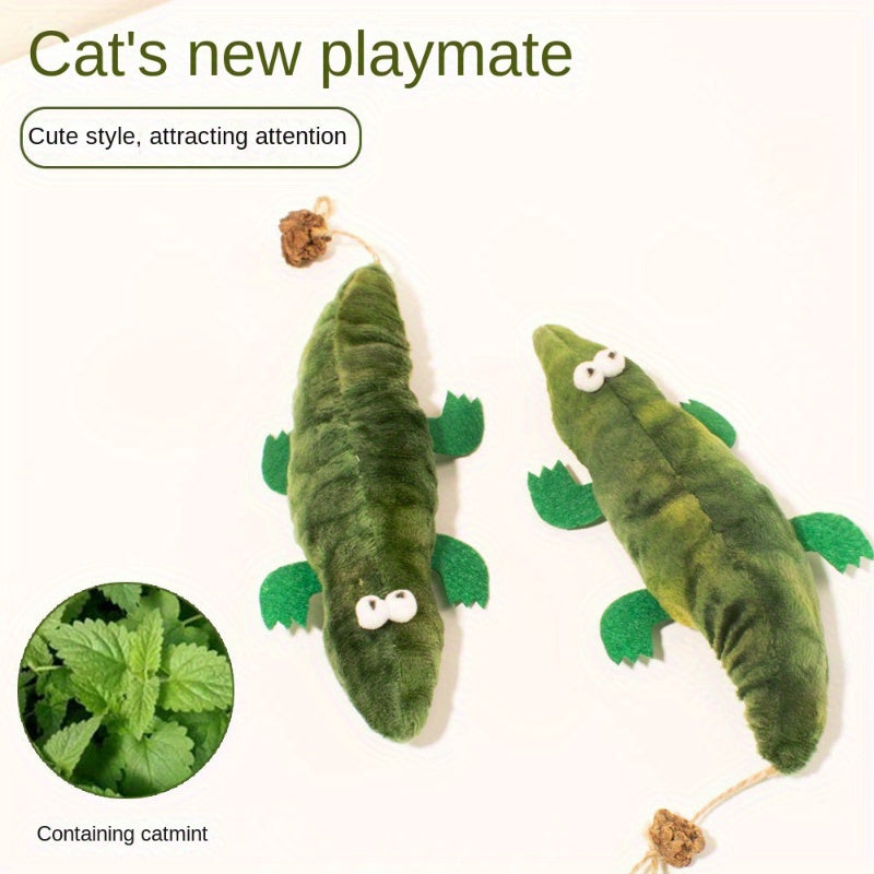 KFX-2105405 Durable Plush Alligator Catnip Toy with Peppermint Scent for Oral Care and Stress Relief