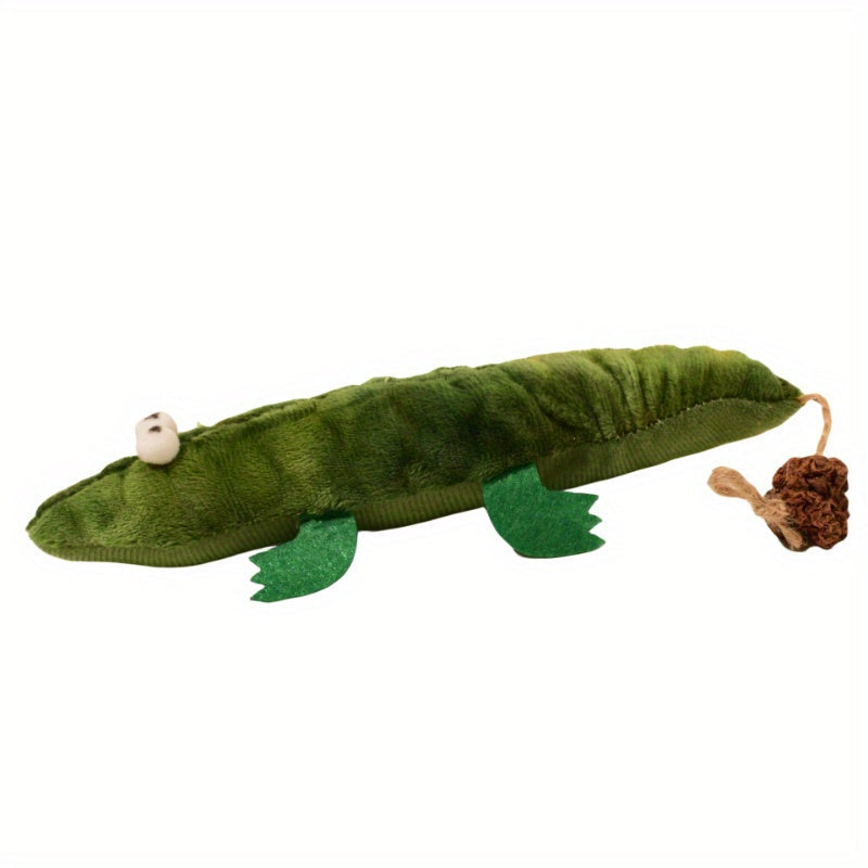 KFX-2105405 Durable Plush Alligator Catnip Toy with Peppermint Scent for Oral Care and Stress Relief