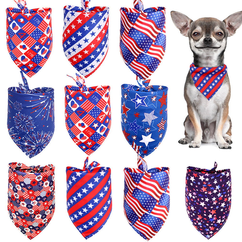 KFX-2105533 Independence Day Pet Triangle Drool Towel Bib for Small to Large Dogs and Cats