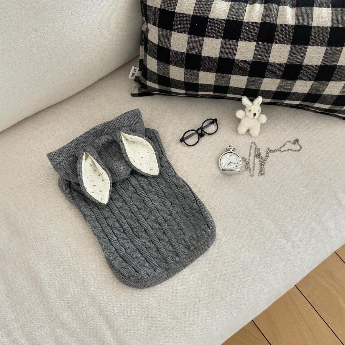 KFX-2105917 Heather Gray Wool Pet Cape and Shawl for Dogs and Cats, Available in S, M, L, XL