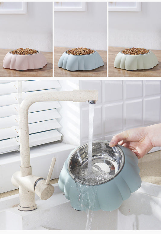 KFX-2108093 Stainless Steel Dog Water Bowl with PP Base - Available in Multiple Colors