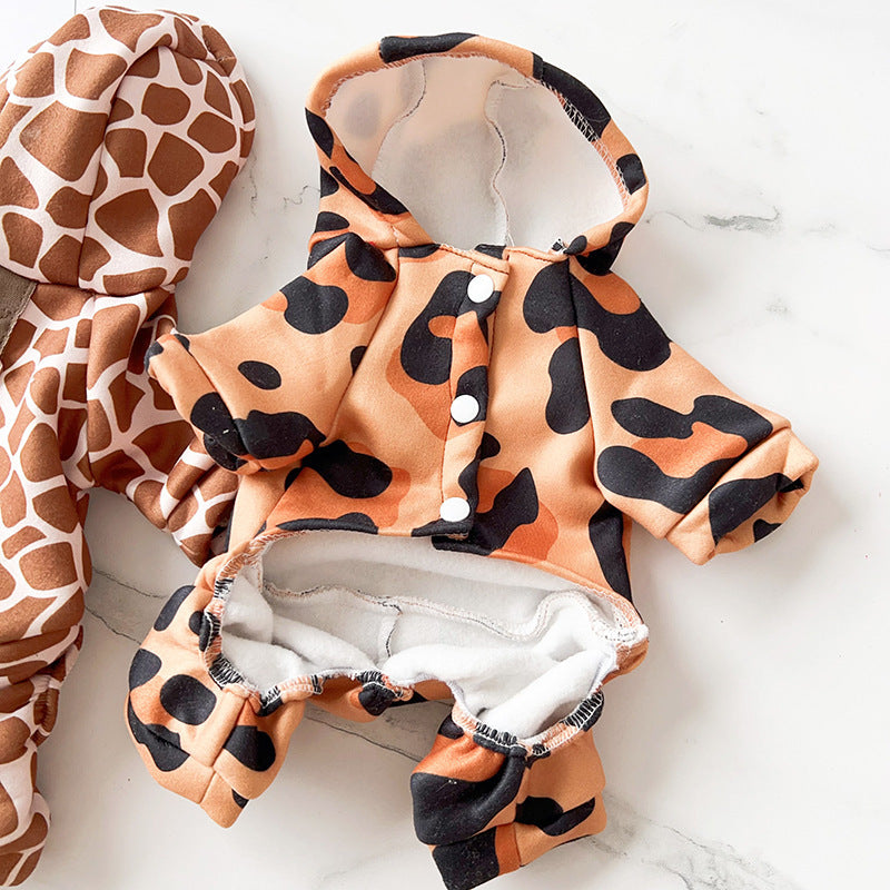 KFX-2108477 Leopard and Giraffe Print Four-Legged Pet Traction Clothing in Various Sizes