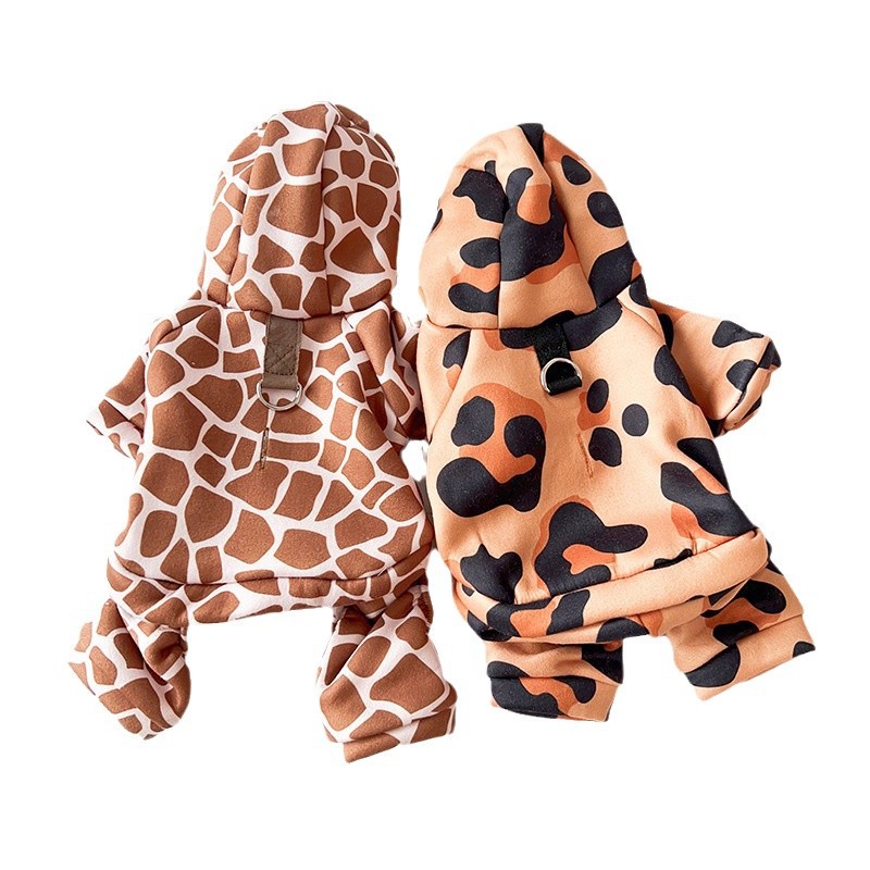 KFX-2108477 Leopard and Giraffe Print Four-Legged Pet Traction Clothing in Various Sizes