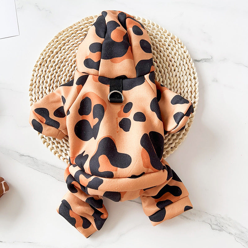 KFX-2108477 Leopard and Giraffe Print Four-Legged Pet Traction Clothing in Various Sizes