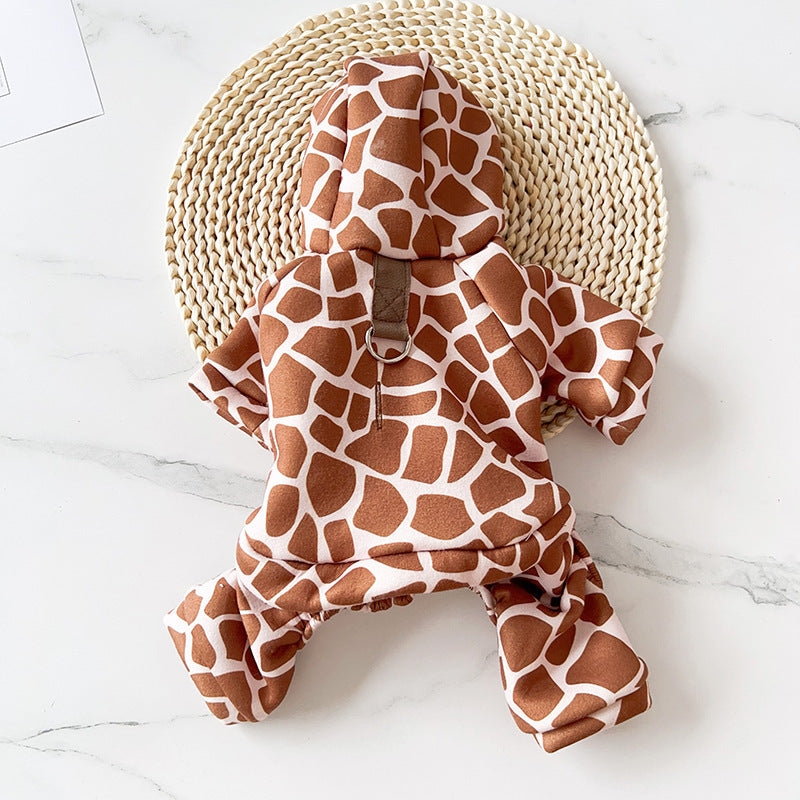 KFX-2108477 Leopard and Giraffe Print Four-Legged Pet Traction Clothing in Various Sizes