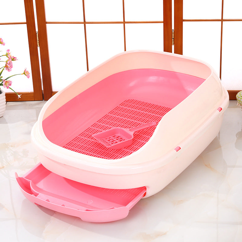 KFX-2109373 Double Layer Semi-Closed Cat Litter Box in Multiple Colors