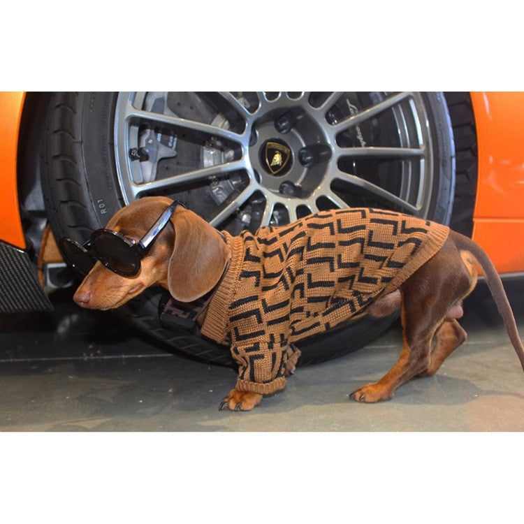 KFX-2111677 Casual Brown Sweater for Medium and Large Puppies in Wool