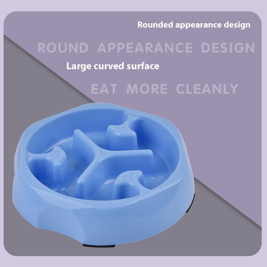KFX-2113853 Round Slow Feeding Bowl for Pets - Available in Blue, Purple, Pink, and Black - Ideal Pet Tableware