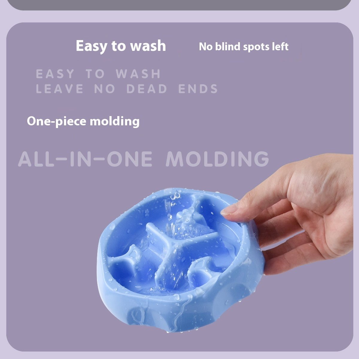 KFX-2113853 Round Slow Feeding Bowl for Pets - Available in Blue, Purple, Pink, and Black - Ideal Pet Tableware