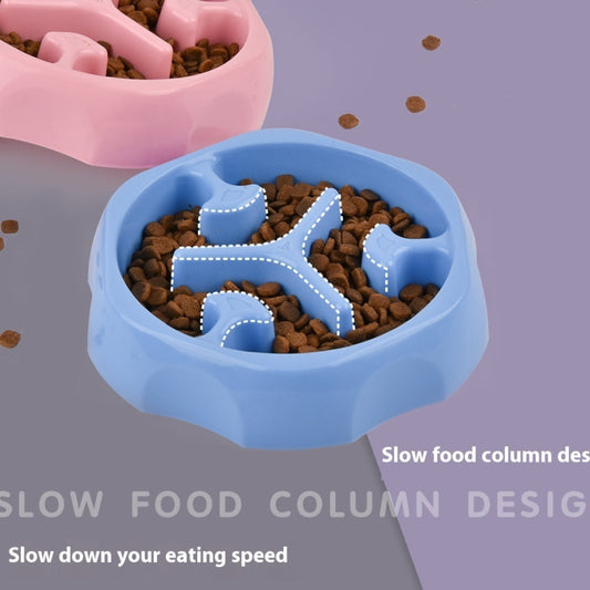 KFX-2113853 Round Slow Feeding Bowl for Pets - Available in Blue, Purple, Pink, and Black - Ideal Pet Tableware