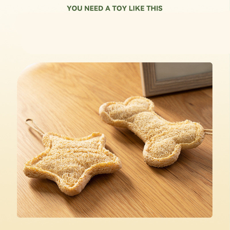 KFX-2114493 Durable Loofah Chew Toy for Puppies – Star and Bone Shape Teething Aid