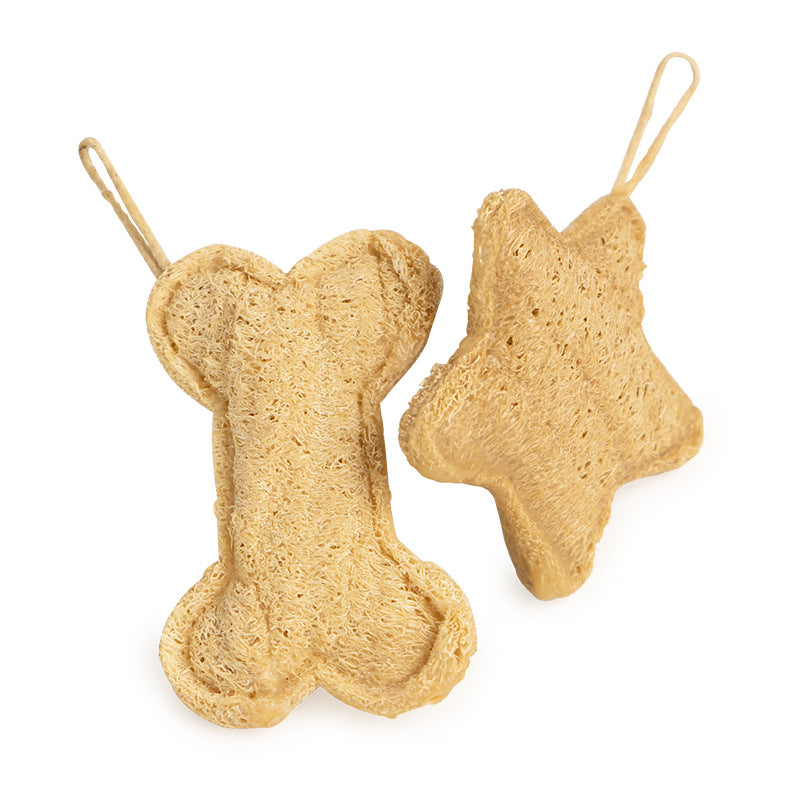 KFX-2114493 Durable Loofah Chew Toy for Puppies – Star and Bone Shape Teething Aid
