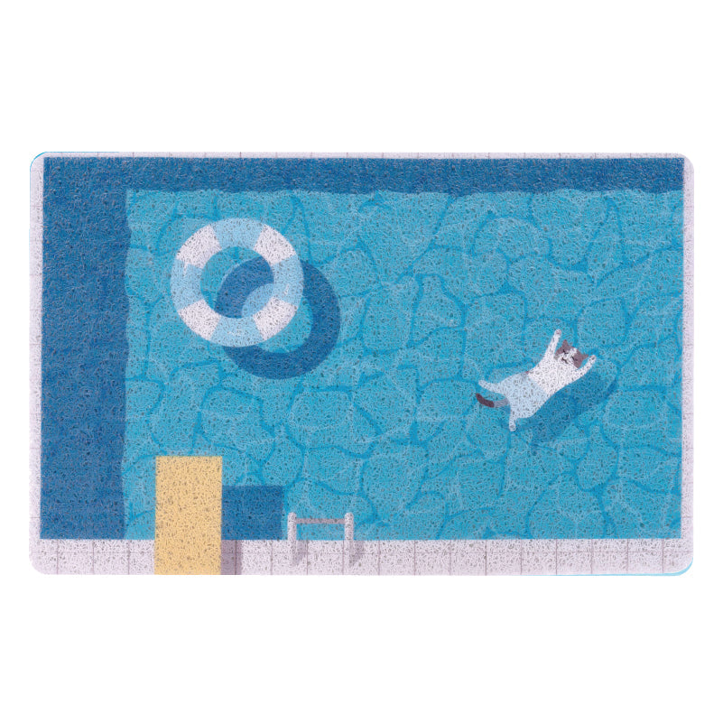 KFX-2115517 Floating Cat Pool Mat with Non-Slip Rubber Surface and Wire Mesh Filter for Easy Cleaning