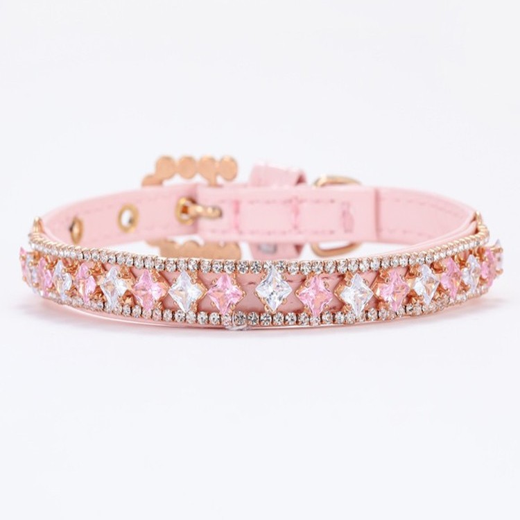 KFX-2115645 Cat Pearl Necklace and Dog Chain - Available in Pink and White, Sizes XS to L