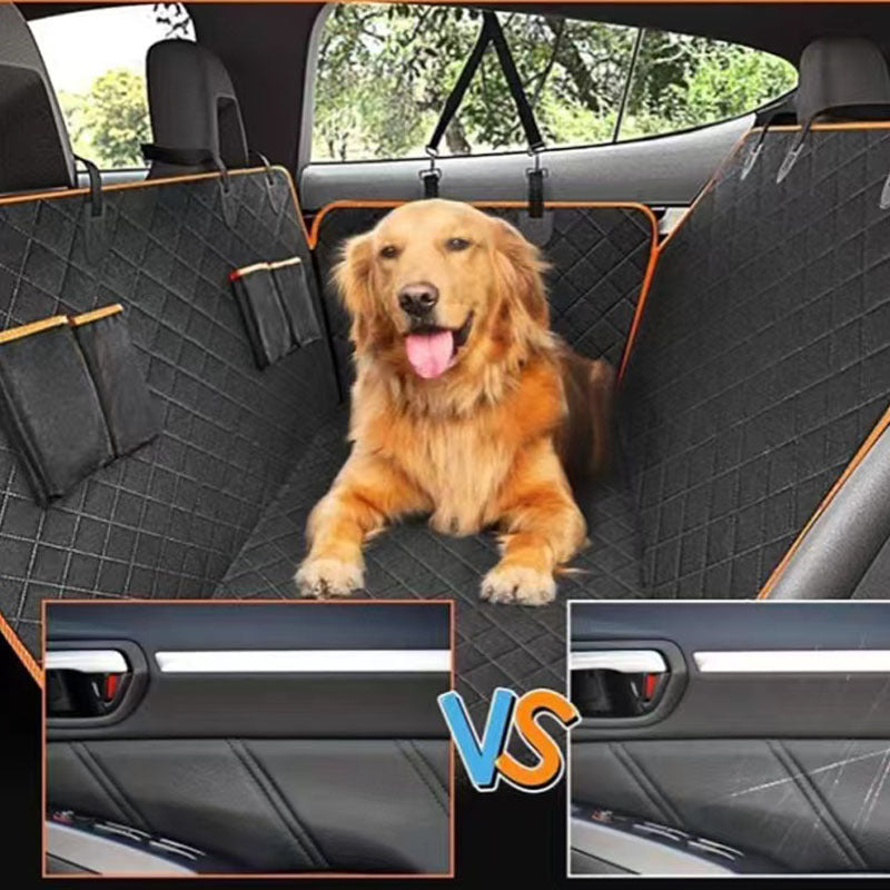 KFX-2118461 Waterproof Oxford Cloth Car Pet Mat for Rear Seats with Double Pockets - 147 x 137 cm