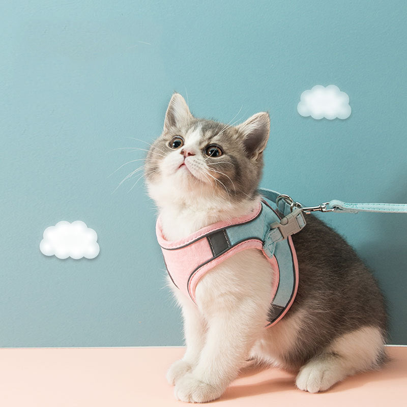 KFX-2118717 Reflective Chest Strap Cat Traction Rope Vest with Velcro Buckle for Secure Outdoor Adventures