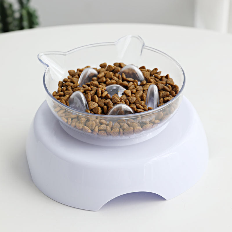KFX-2119613 Transparent Plastic Cat Bowl with Oblique Mouth Design for Cervical Spine Protection