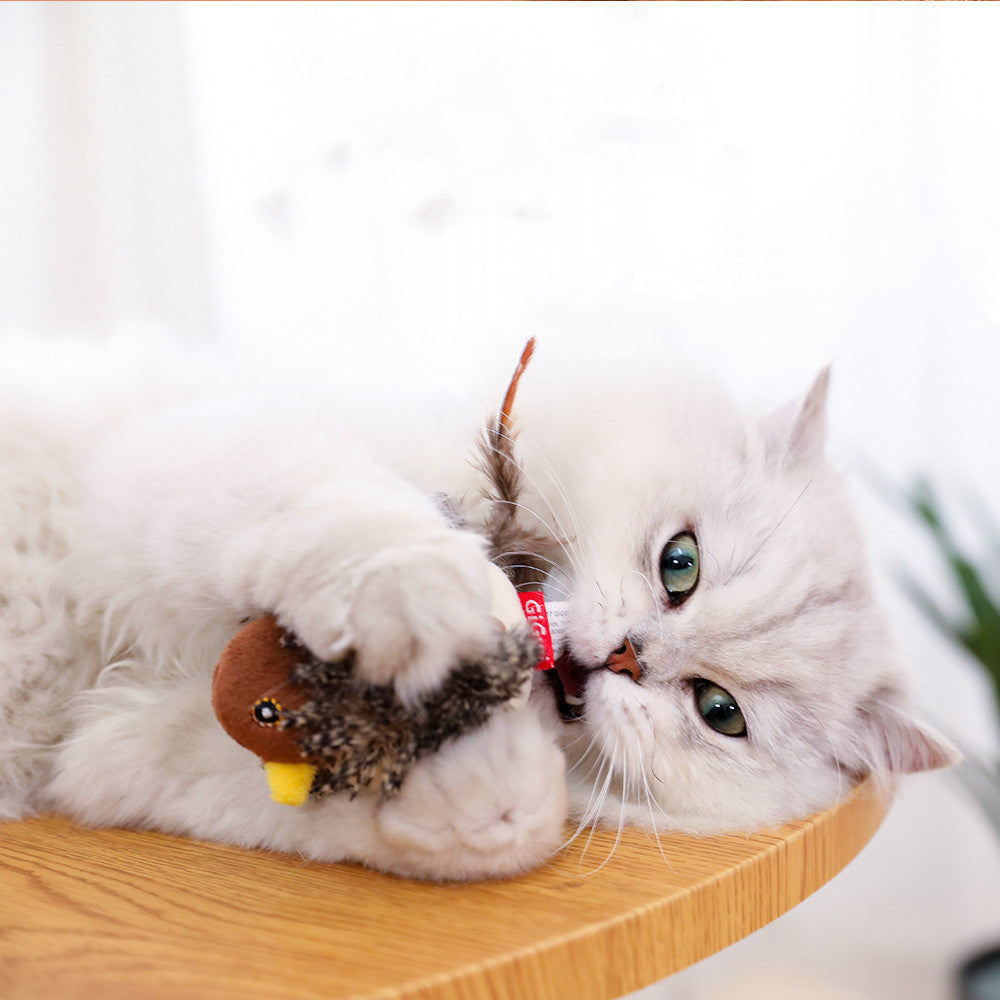 KFX-2120253 Interactive Plush Bird and Mouse Electric Teasing Toy for Cats