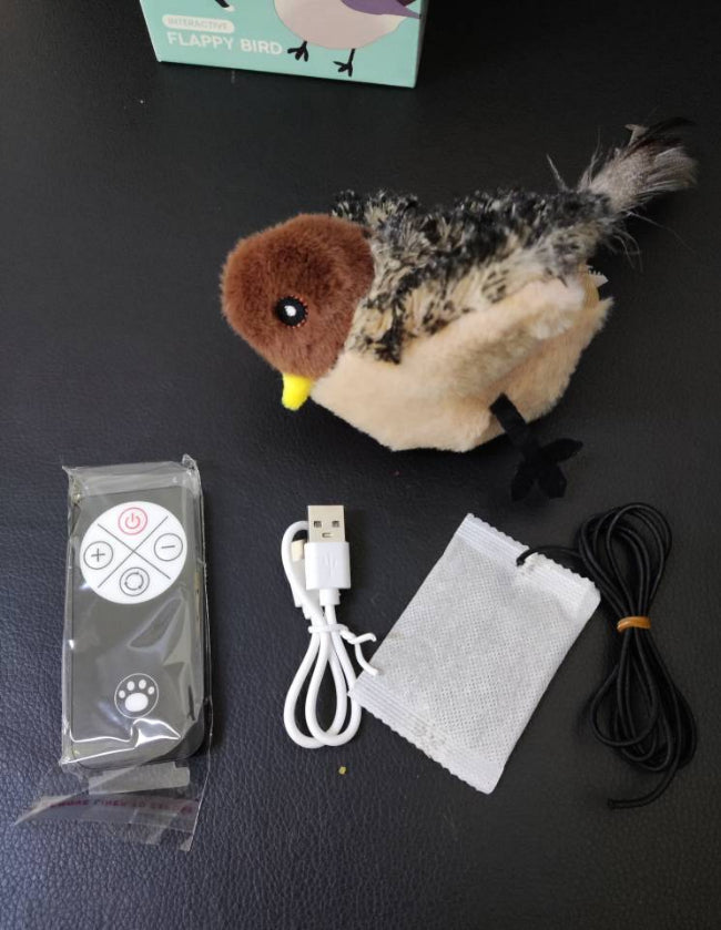 KFX-2120253 Interactive Plush Bird and Mouse Electric Teasing Toy for Cats