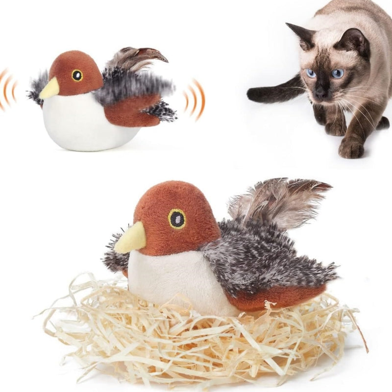 KFX-2120253 Interactive Plush Bird and Mouse Electric Teasing Toy for Cats