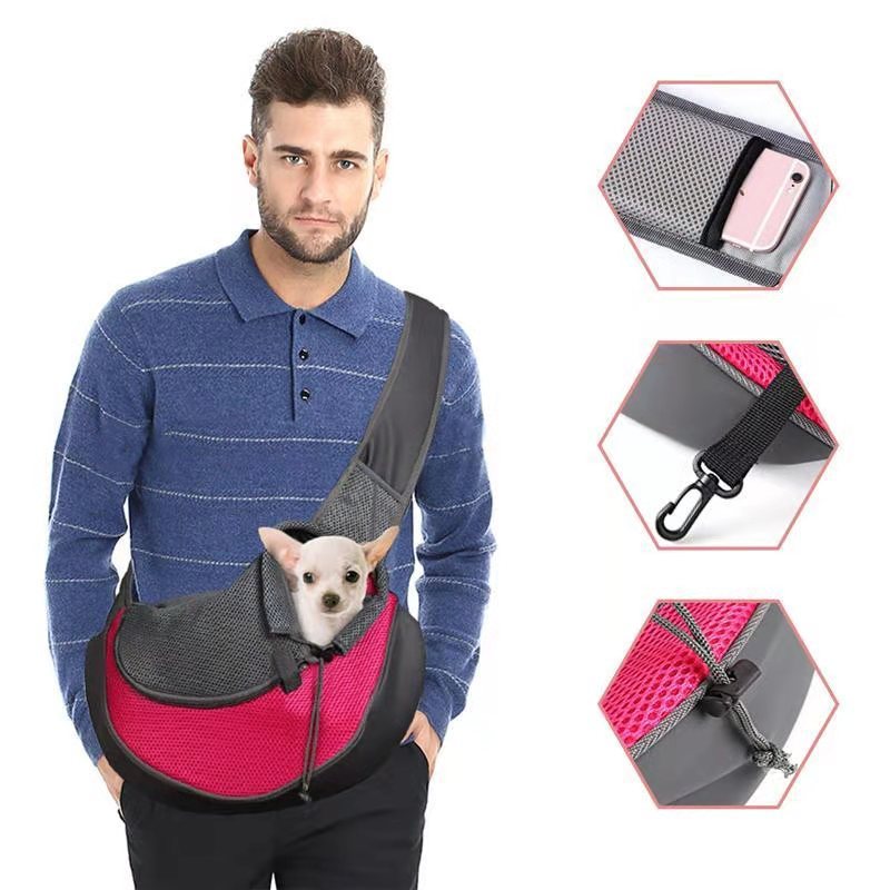 KFX-2121661 Portable Pet Messenger Bag for Small Dogs and Cats - Eco-Friendly with Breathable Mesh & Waterproof Design