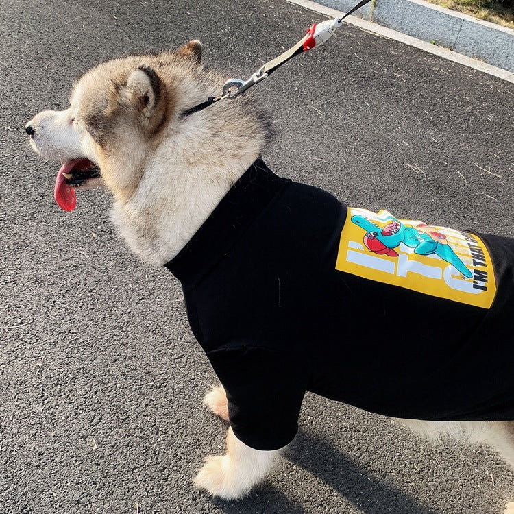 KFX-2121789 Cute Parent-Child Anti-Fluff Pet Clothes with Skateboard Dinosaur Print in Stylish Cotton