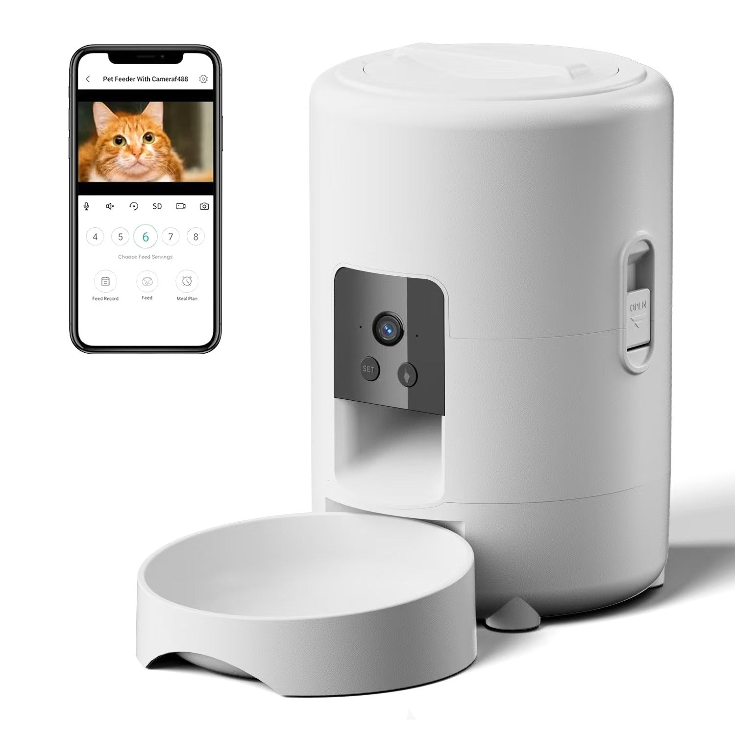 KFX-2123197 2L WiFi Pet Feeder for Dogs and Cats with Timer - White and Black Options
