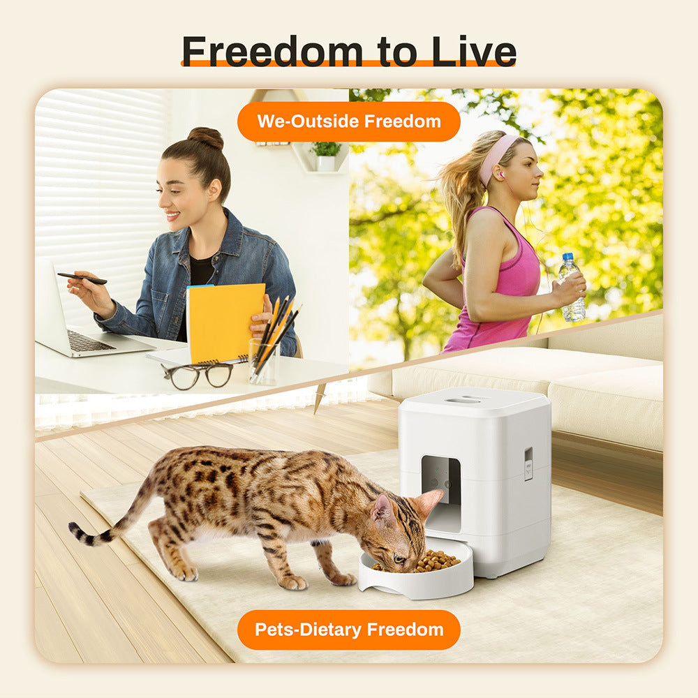 KFX-2123197 2L WiFi Pet Feeder for Dogs and Cats with Timer - White and Black Options